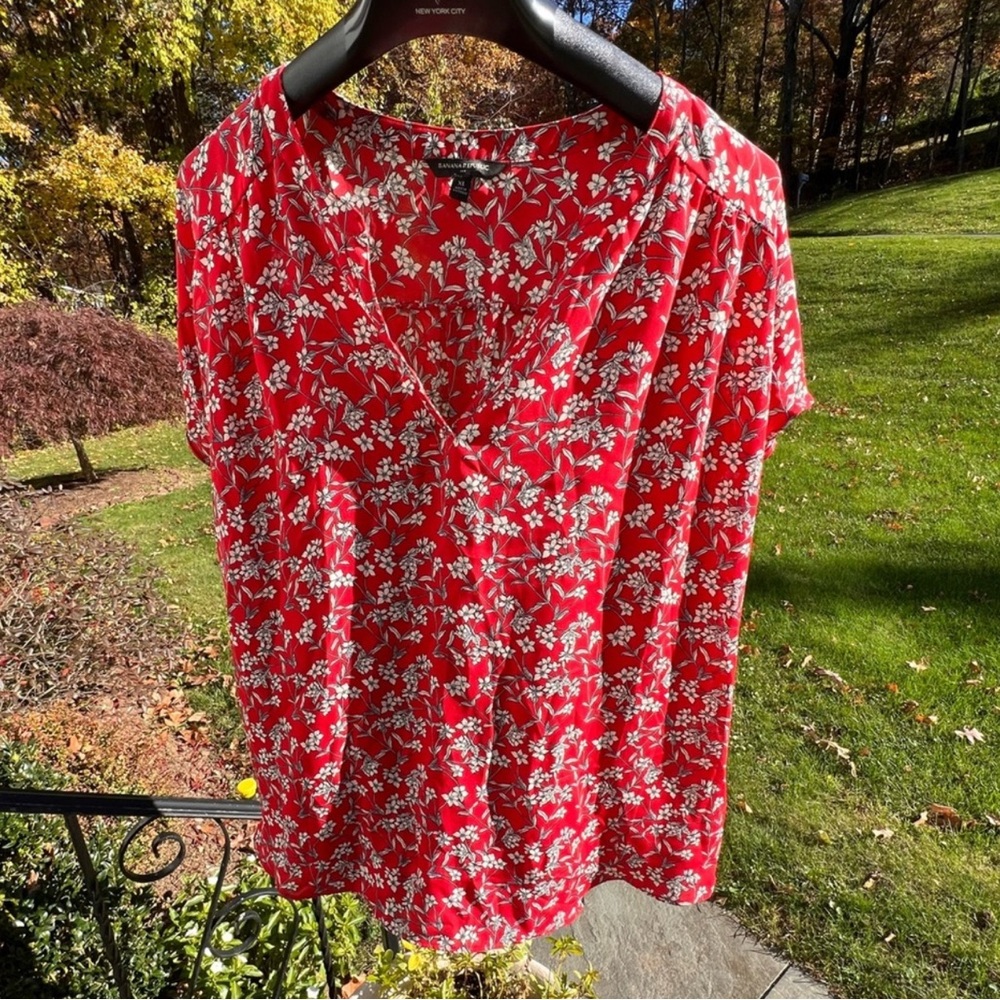 Banana Republic Short Sleeve Floral Blouse XL